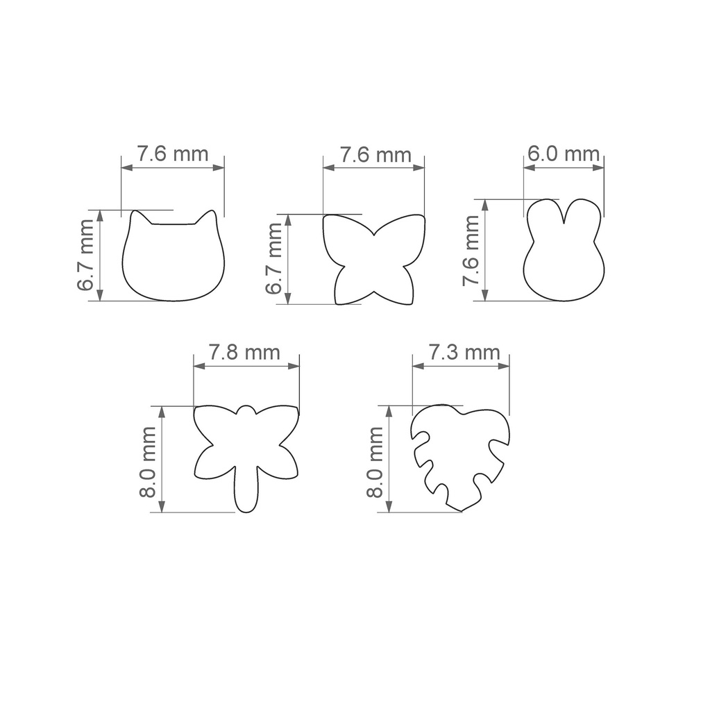 Micro Cutter, Tiny Stud Clay cutter, General Shape, Super Bundle # 3, Digital STL File For 3D Printing, Polymer Clay Cutter, 5 different designs