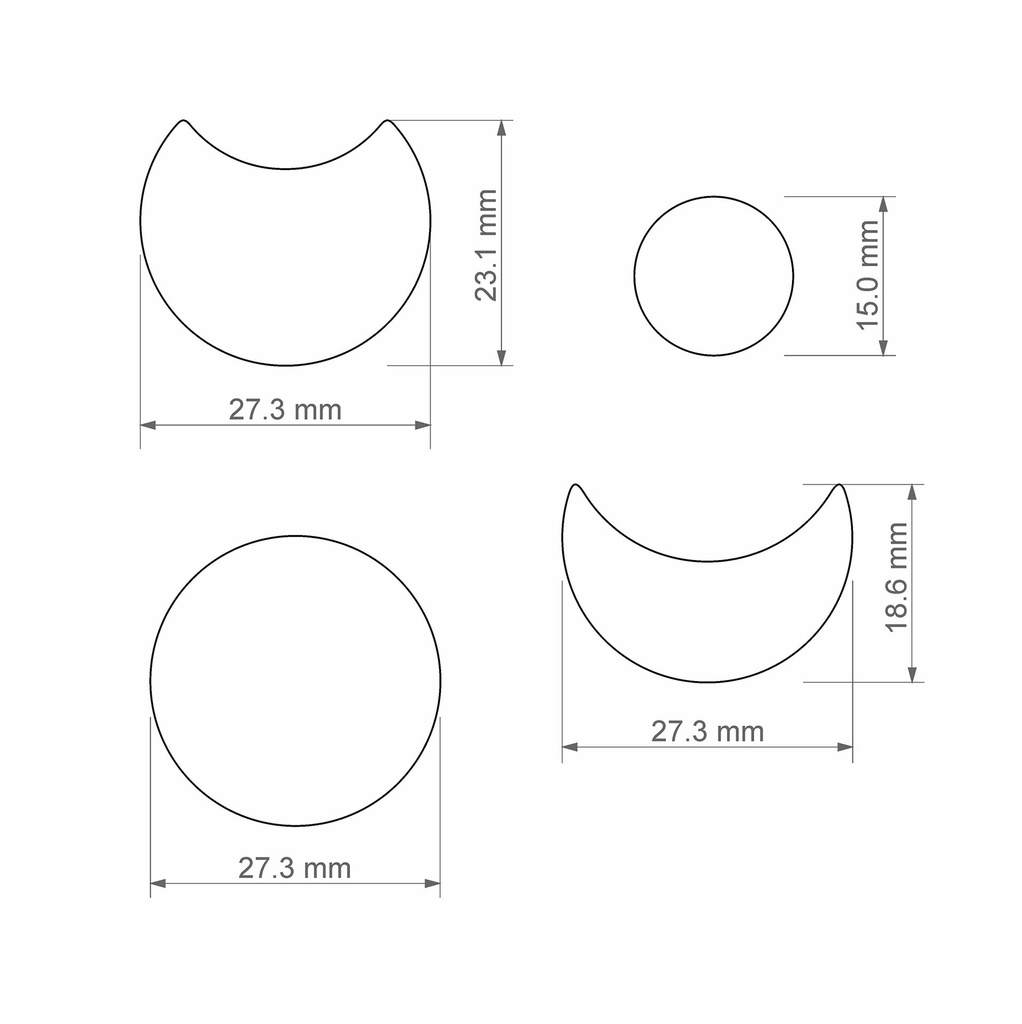 Moon Phases, Digital STL File For 3D Printing, Polymer Clay Cutter, Earrings, 4 different designs