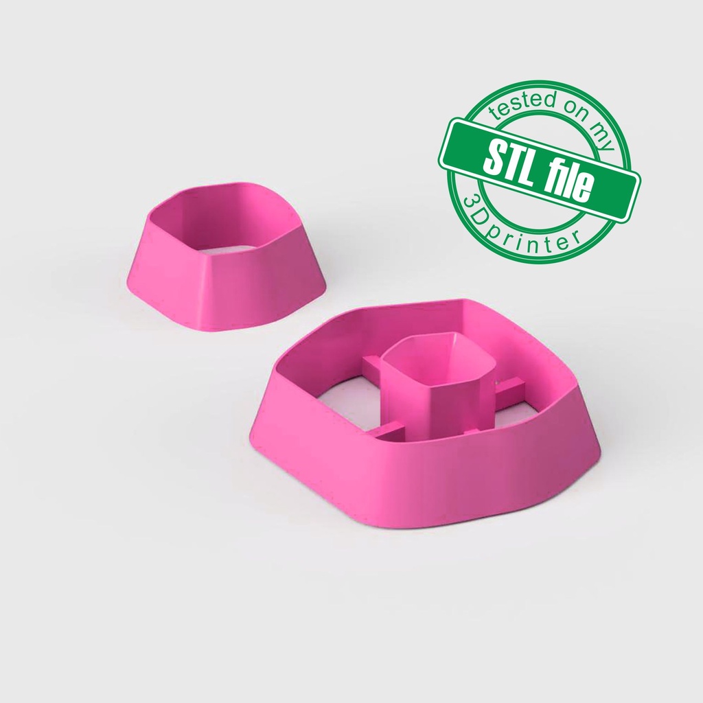 Organic Combo #12, Polygon with Window, Digital STL File For 3D Printing, Polymer Clay Cutter, Earrings, 2 different designs