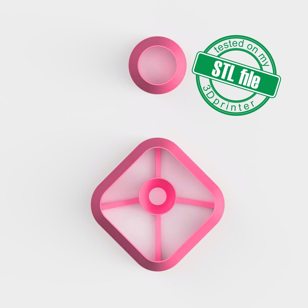 Organic Combo #15, Rounded Polygon with Circle, Digital STL File For 3D Printing, Polymer Clay Cutter, Earrings, 2 different designs