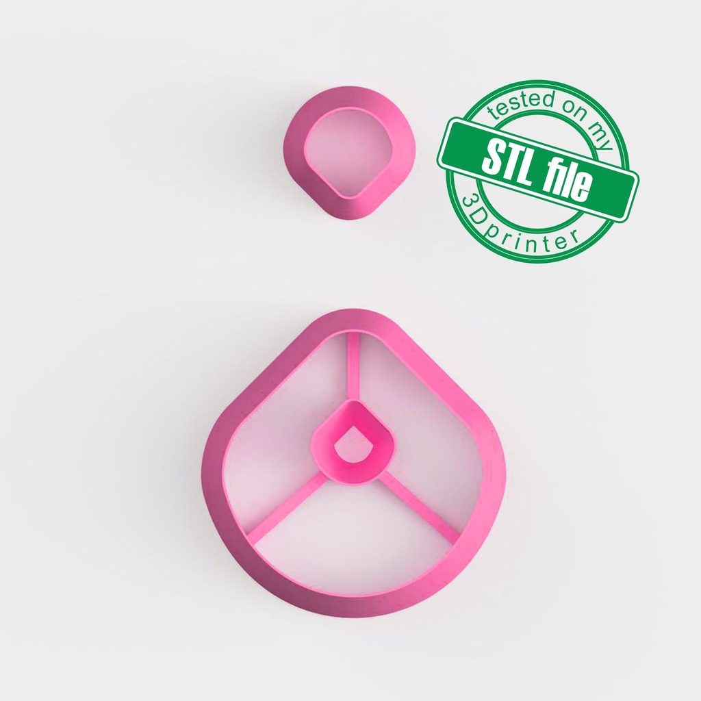 Organic Combo #16, Rounded Polygon with Drop, Digital STL File For 3D Printing, Polymer Clay Cutter, Earrings, 2 different designs