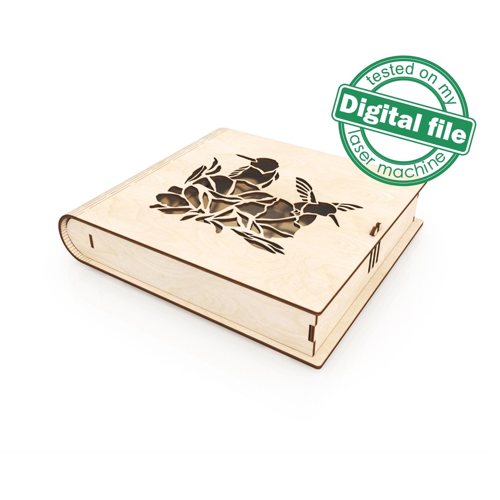 DXF, SVG files for laser 2 design Wooden boxes, Living hinge book box ...