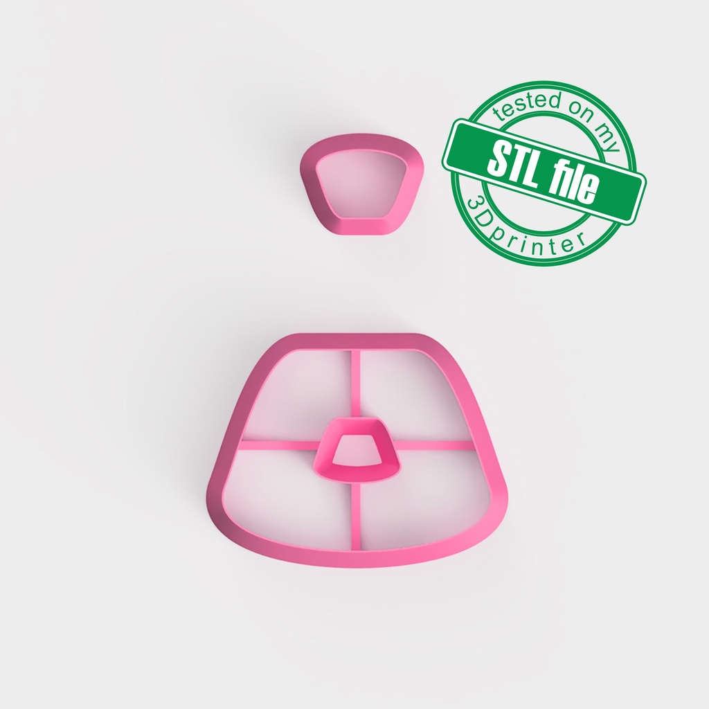 Organic Combo #18, Rounded Polygon with Trapezoid, Digital STL File For 3D Printing, Polymer Clay Cutter, Earrings, 2 different designs