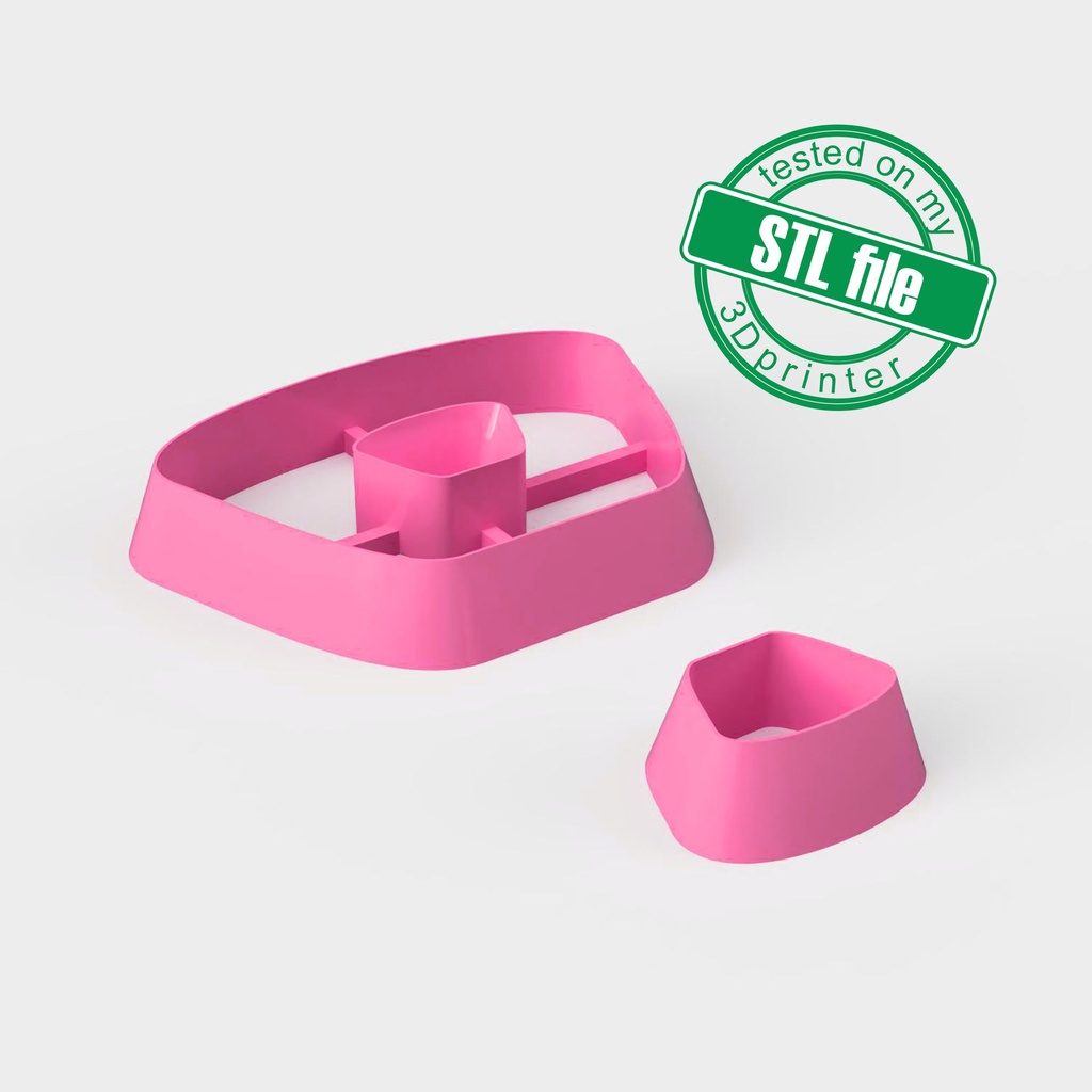 Organic Combo #18, Rounded Polygon with Trapezoid, Digital STL File For 3D Printing, Polymer Clay Cutter, Earrings, 2 different designs