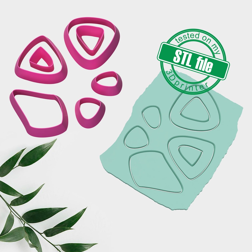 Organic Combo #4, Retro style, Digital STL File For 3D Printing, Polymer Clay Cutter, Earrings, 5 different designs