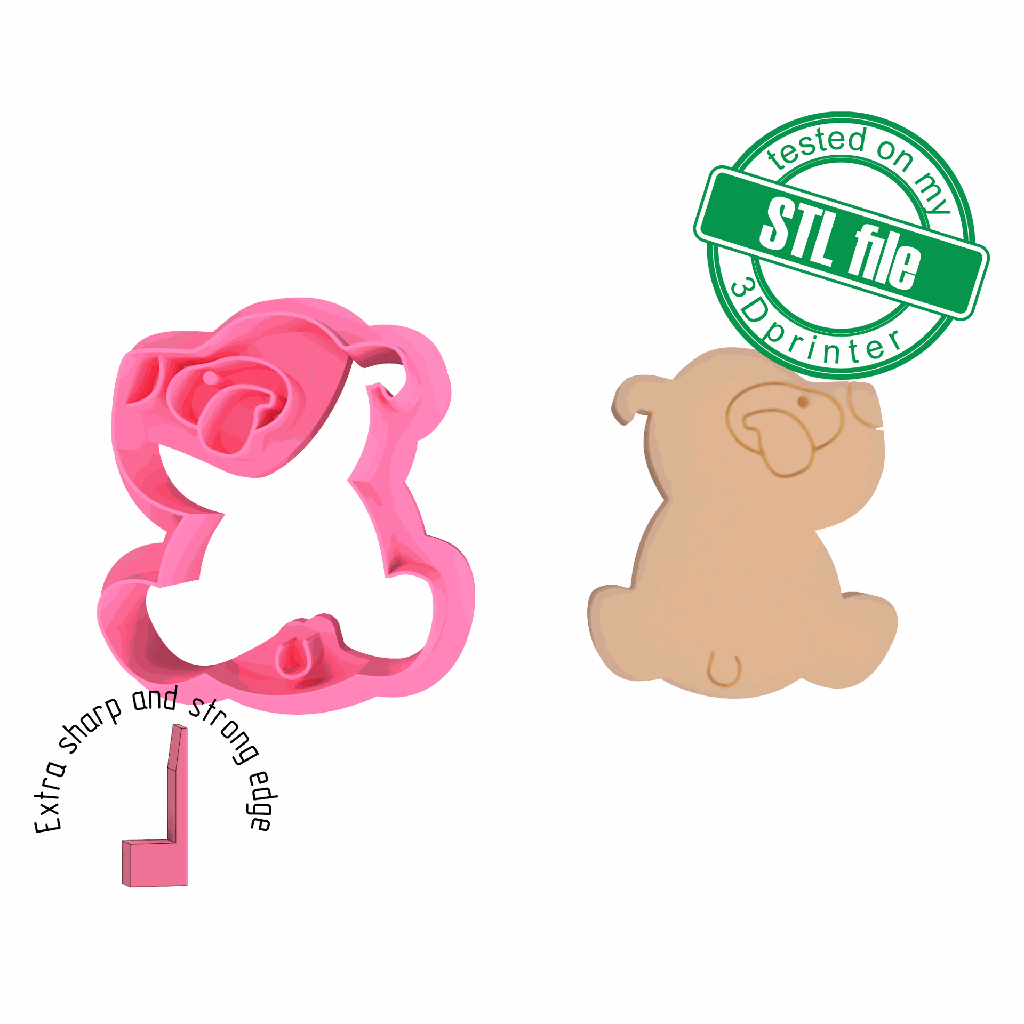 Puppy1, cute pets collection, 3 Sizes, Digital STL File For 3D Printing, Polymer Clay Cutter, Earrings, Cookie