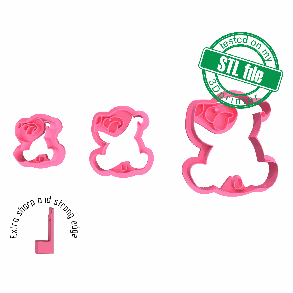 Puppy1, cute pets collection, 3 Sizes, Digital STL File For 3D Printing, Polymer Clay Cutter, Earrings, Cookie