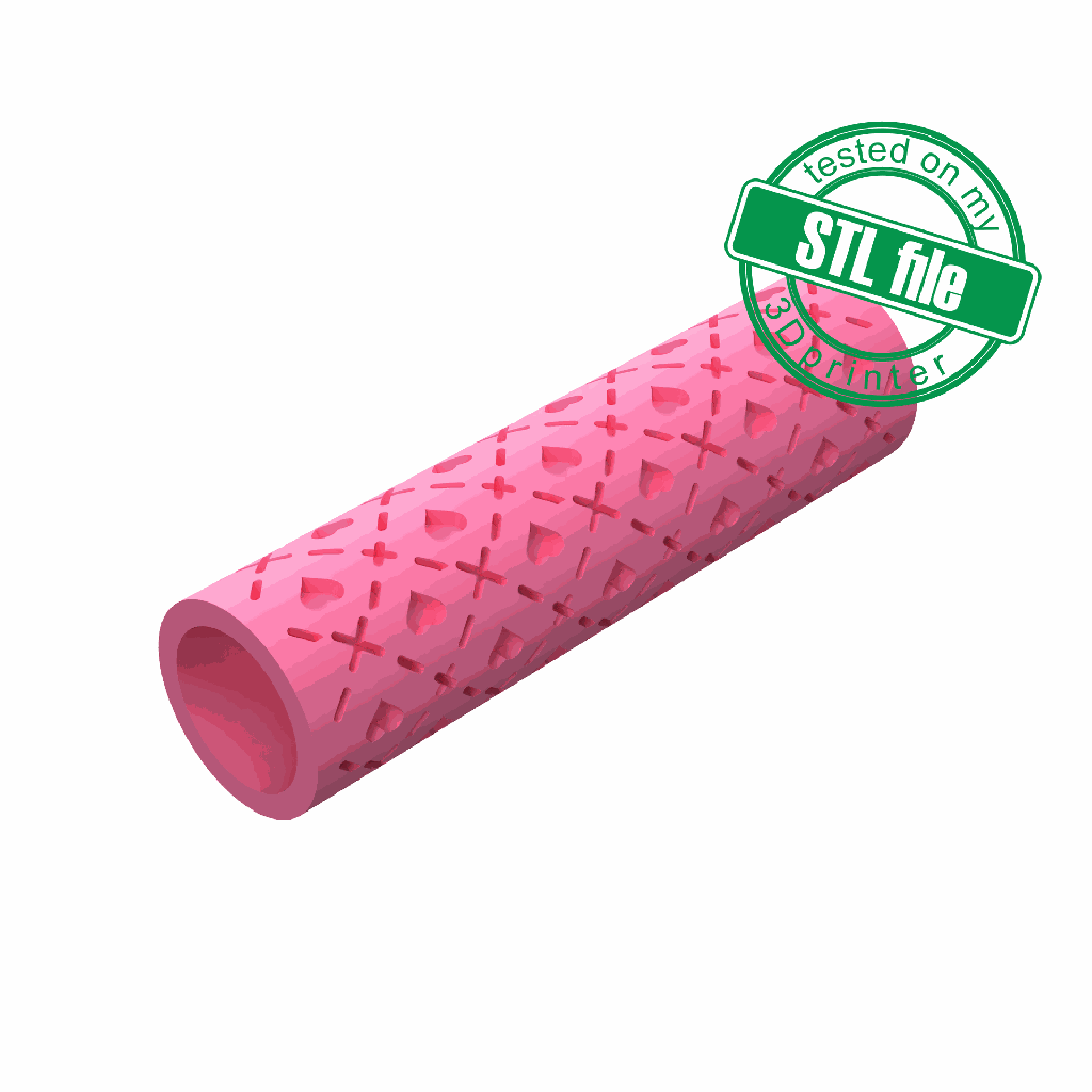 Romantic 2, Hearts, Love, St Valentines, Seamless Texture Roller, Digital STL File For 3D Printing, Polymer Clay