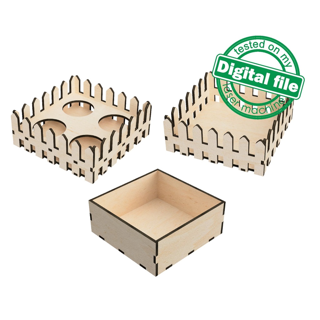 FREE SAMPLE DXF, SVG files for laser 3 boxes, Easter egg stand, Vector projects, Glowforge, Material thickness 1/8 inch (3.2 mm)