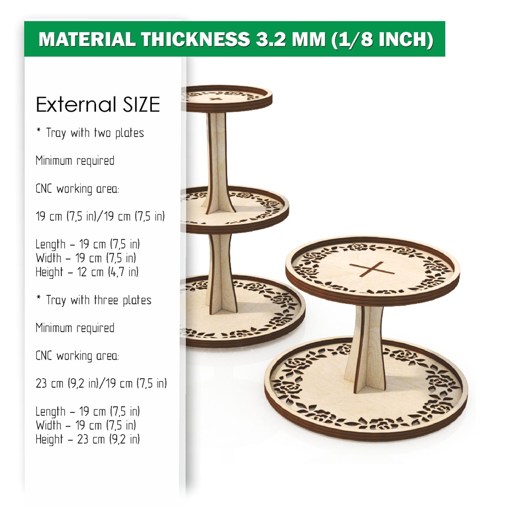 SVG, DXF Laser cut files Two Tiered Trays with Roses lace, Interchangeable plates, Farmhouse, tiered tray bundle, Mother's day gift