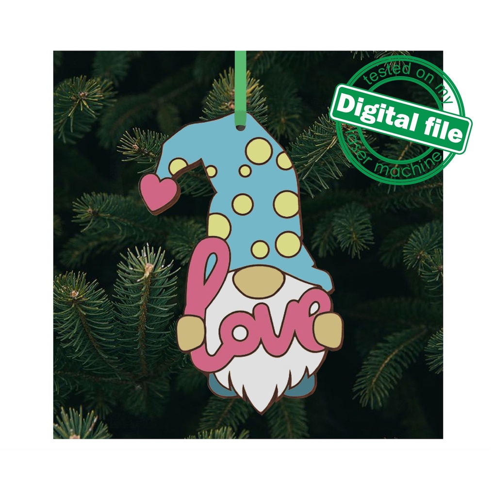 SVG, DXF Laser cut files, Christmas decoration, Gnomes Cutout, Shape, Paint by Line, Winter decor, tree toys, DIY paint kit
