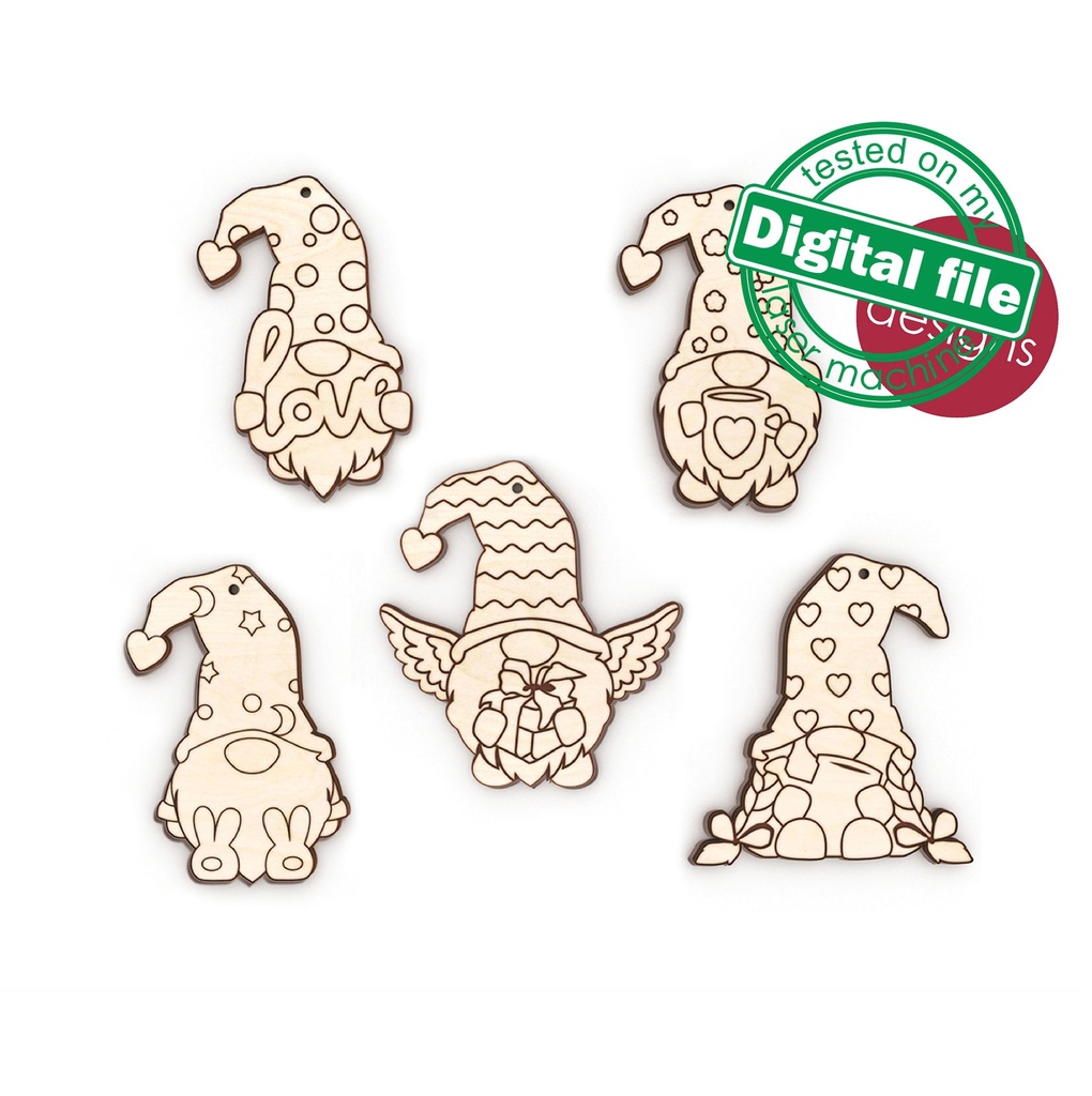 SVG, DXF Laser cut files, Christmas decoration, Gnomes Cutout, Shape, Paint by Line, Winter decor, tree toys, DIY paint kit