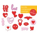 SVG, DXF St Valentine's Day Earring bundle, Cricut, Silhouette, Glowforge, Laser Cut, Gift for bridesmaids, Love, Heart