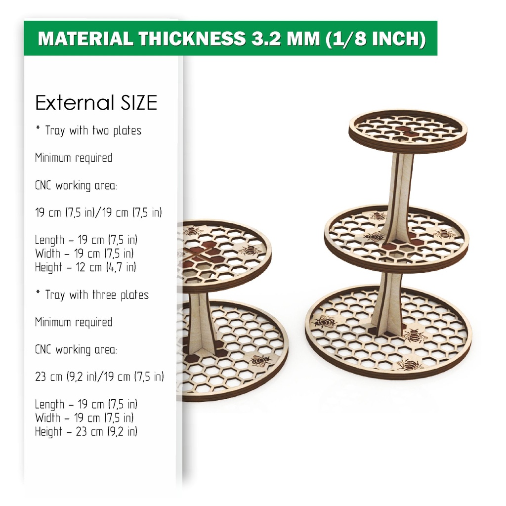 SVG, DXF files for laser cutting Two layered trays with bees and honeycombs, Interchangeable trays, Farmhouse, Mother's Day gift