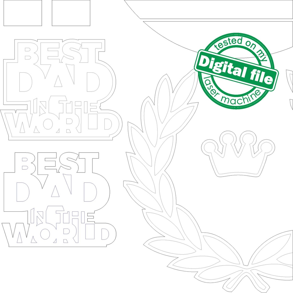 SVG, DXF, PDF Laser cut files Best Dad in the world, door hanger template Custom Wood Sign, Round Backboard, Glowforge,Paint by Line