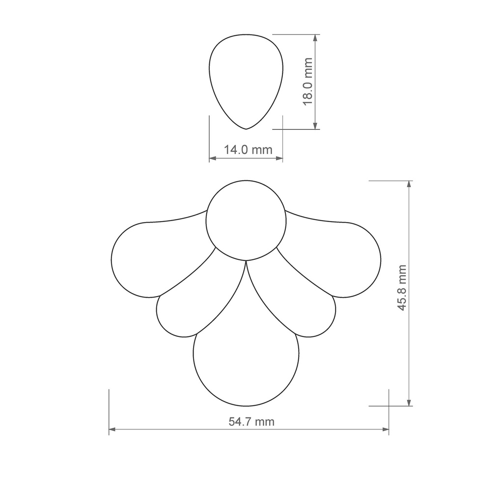 Scallop Flower with Drop Combo #4, Digital STL File For 3D Printing, Polymer Clay Cutter, Earrings, 2 different designs