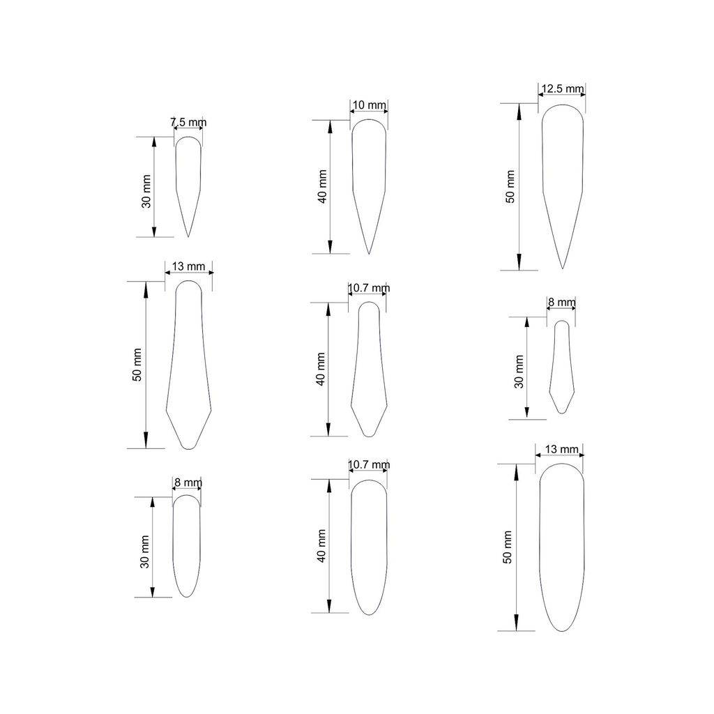 Thin Dangles Set #2 Polymer Clay Cutters for Jewelry making, Digital STL File For 3D Printing, Very strong edge, robust design, 9 designs