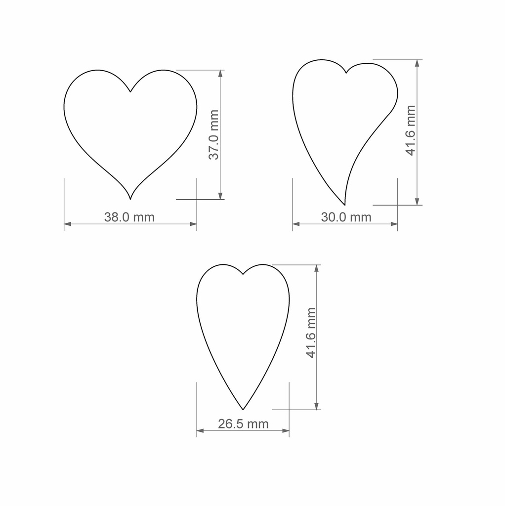 Valentine Combo # 5, Curved, Stylized, Abstract Heart, Digital STL File For 3D Printing, Polymer Clay Cutter, Earrings, 3 different designs