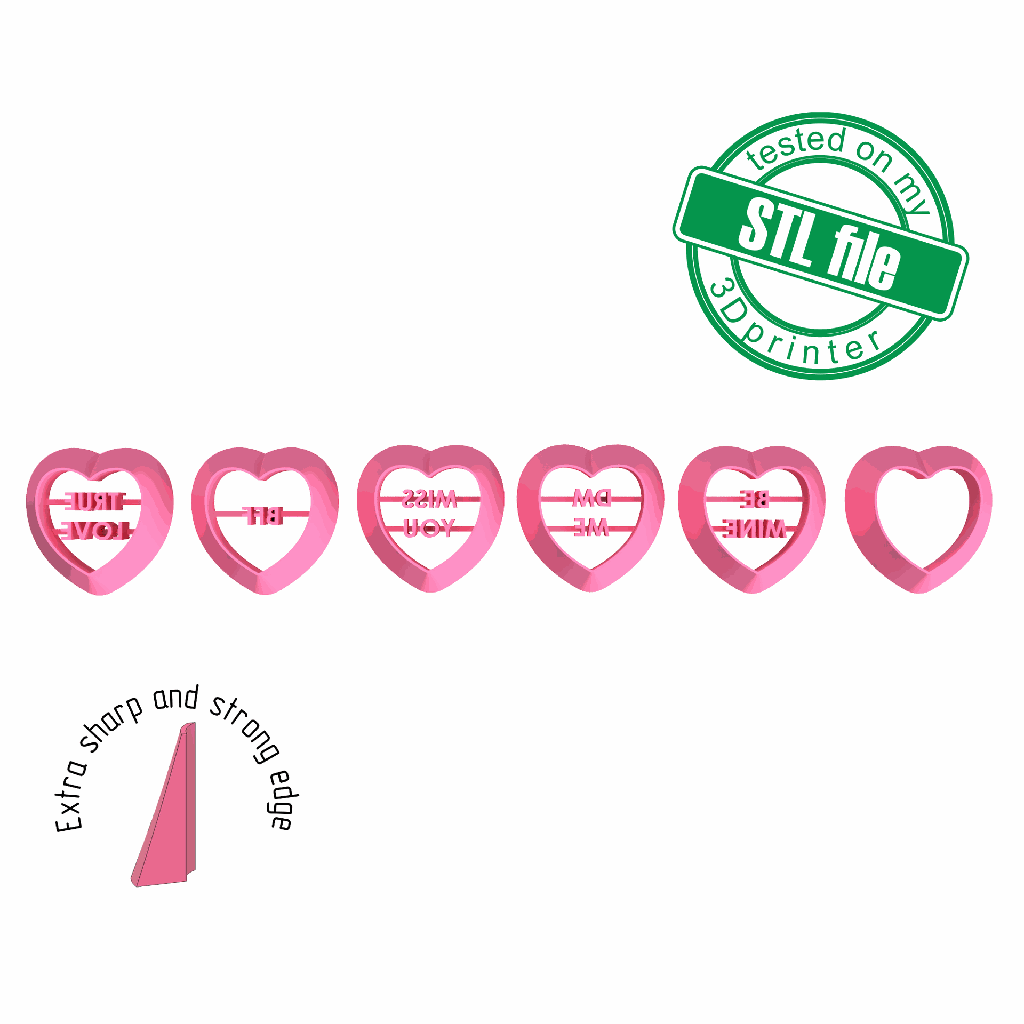 CLAY CUTTERS Heart Valentines Cutter// PLA Filament, Valentine’s Day Clay  Cutters, 0.4mm Cutting Edge