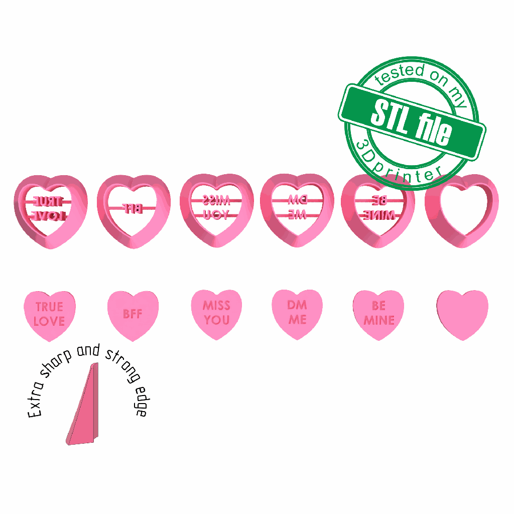 CLAY CUTTERS Heart Valentines Cutter// PLA Filament, Valentine’s Day Clay  Cutters, 0.4mm Cutting Edge