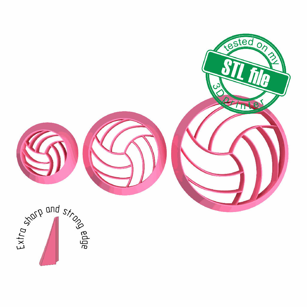 Volleyball ball, Football mom collection, 3 Sizes, Digital STL File For 3D Printing, Polymer Clay Cutter, Earrings,Cookie, sharp,strong edge