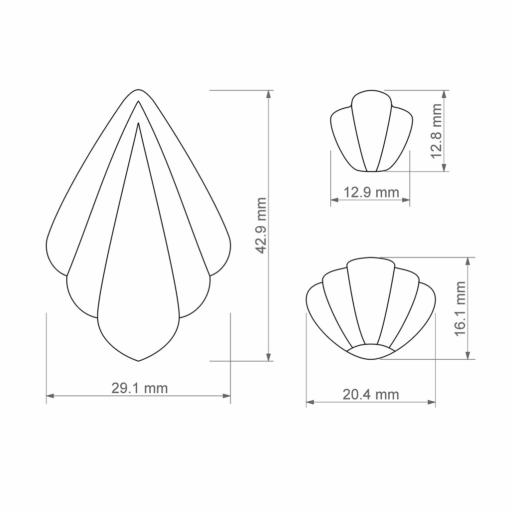 Scallop Combo #7, Flower, Digital STL File For 3D Printing, Polymer Clay Cutter, Earrings, 3 different designs