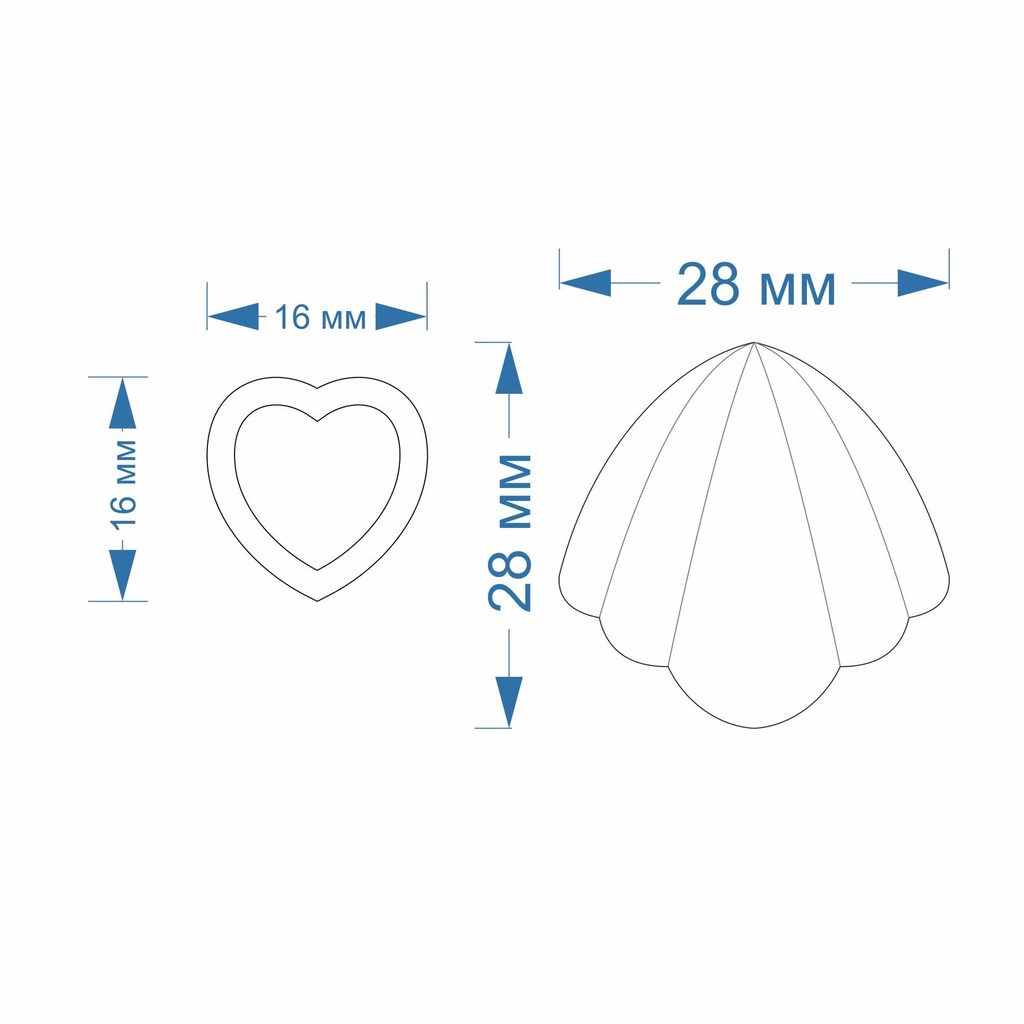 Scallop Dangle earrings with Heart, Digital STL File For 3D Printing, Polymer Clay Cutter, Cookie, sharp, strong edge