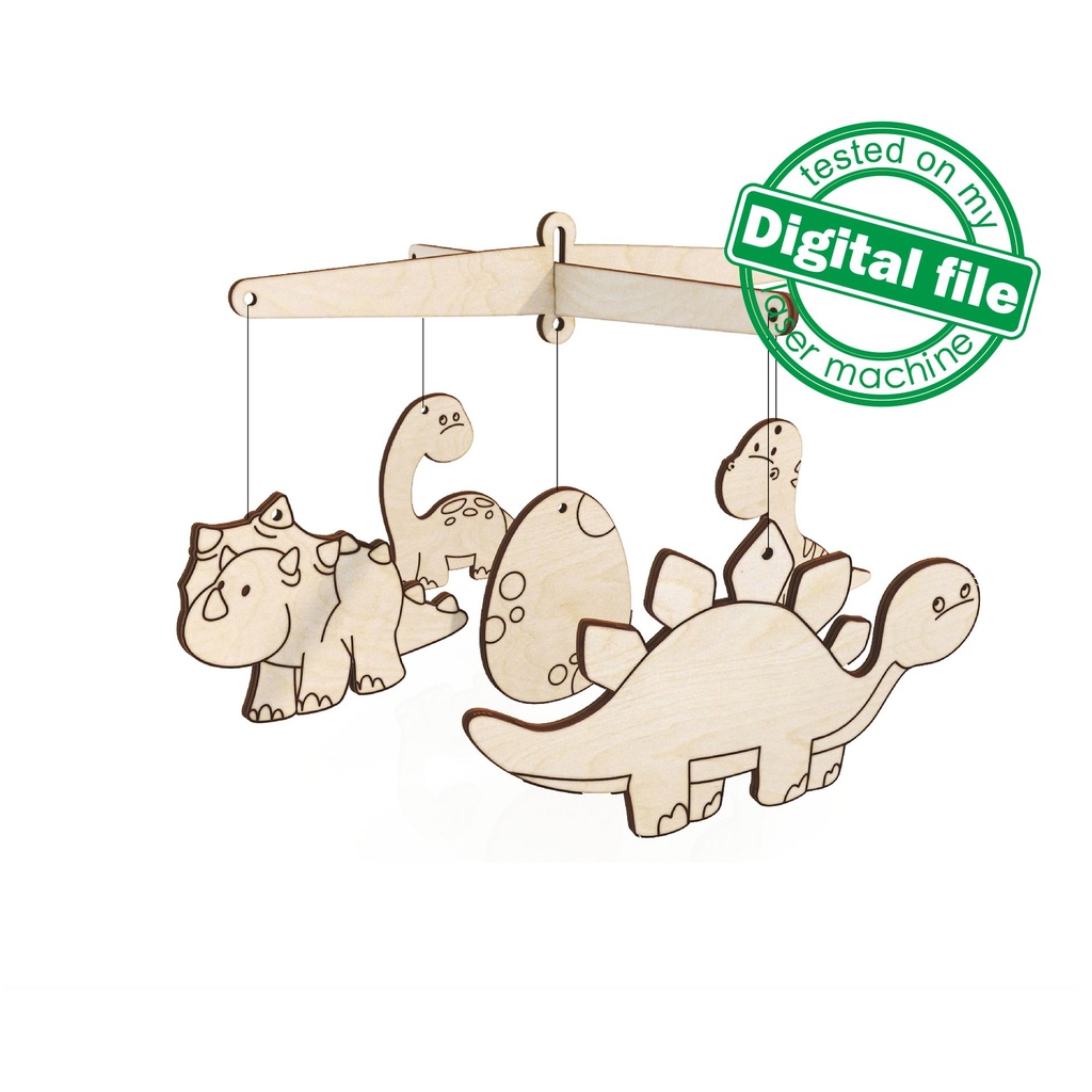 DXF, SVG files for laser baby mobile, Paint your own Dinos Nursery decor, Ready to paint, Kids craft and activity, Material 1/8'' (3.2 mm)