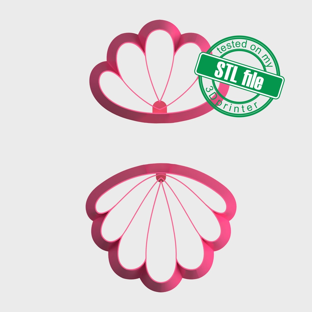 Scallop Flower Combo #1, Digital STL File For 3D Printing, Polymer Clay Cutter, Earrings, 2 different designs