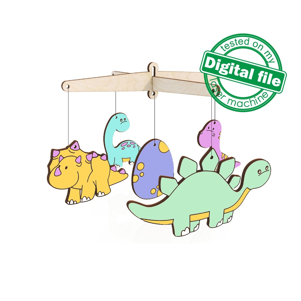 DXF, SVG files for laser baby mobile, Paint your own Dinos Nursery decor, Ready to paint, Kids craft and activity, Material 1/8'' (3.2 mm)