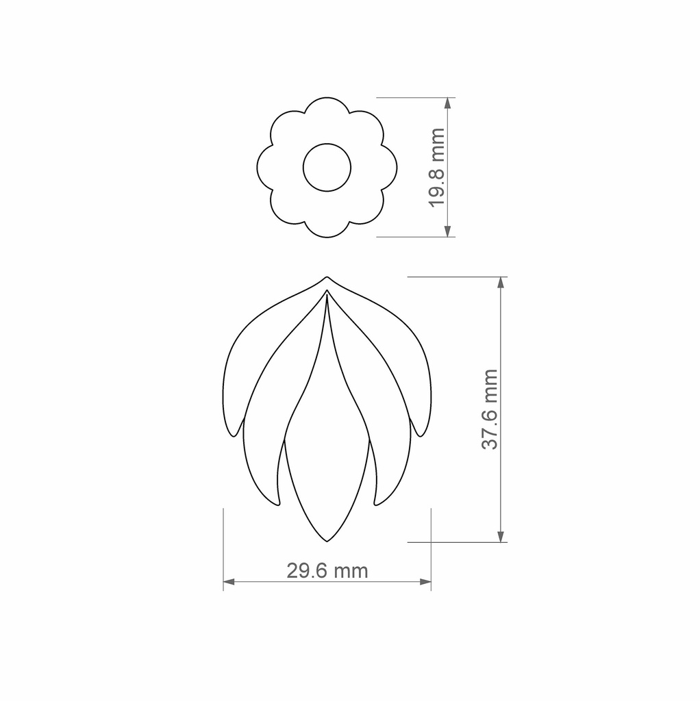 Scallop Flower Combo #11, Digital STL File For 3D Printing, Polymer Clay Cutter, Earrings, 2 different designs