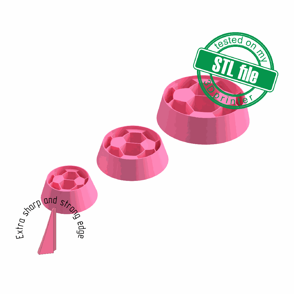 Soccer ball #2, Football mom collection, 3 Sizes, Digital STL File For 3D Printing, Polymer Clay Cutter,Earrings, Cookie, sharp, strong edge