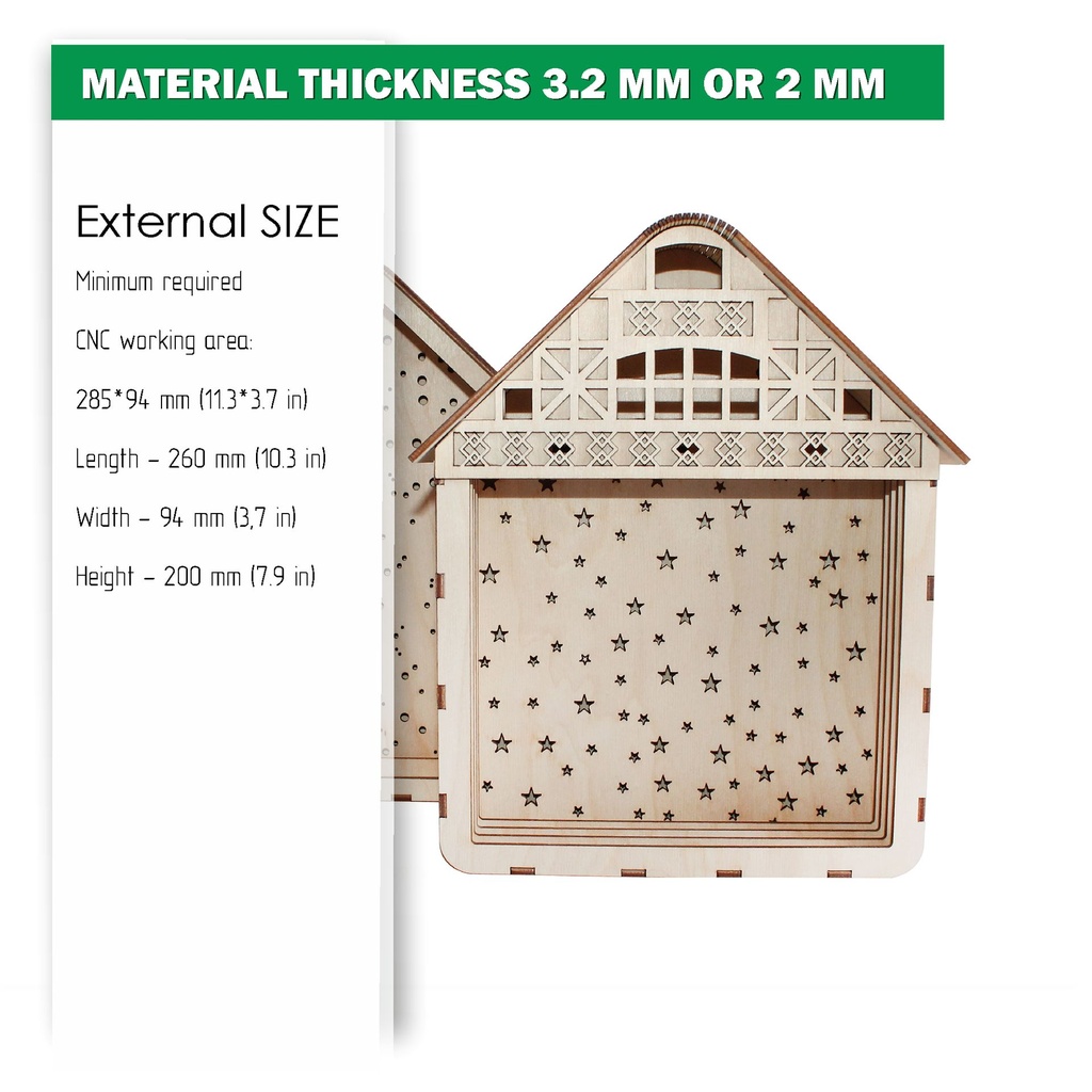 Template Vector for Cutting DIY Lightbox House, Shadow Box, Two Different designs. Two different material thickness. DXF, SVG.