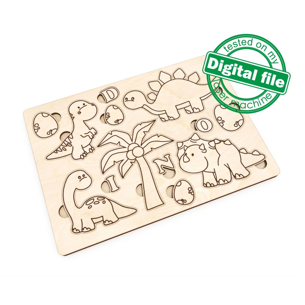 DXF, SVG, PDF files for laser cut Puzzle, Paint your own Dino, Ready to paint, Kids craft and activity, Montessori puzzles diy, engraving