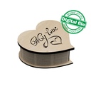 DXF, SVG files for laser Box My love, Graceful Heart, Wedding engagement ring box, Flexible Plywood, Material thickness 3.2 mm (1/8 inch)