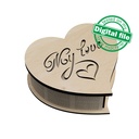 DXF, SVG files for laser Box My love, Graceful Heart, Wedding engagement ring box, Flexible Plywood, Material thickness 3.2 mm (1/8 inch)