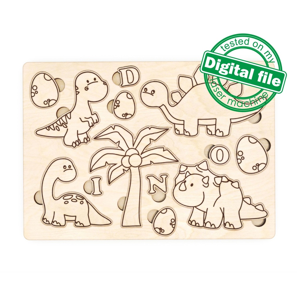 DXF, SVG, PDF files for laser cut Puzzle, Paint your own Dino, Ready to paint, Kids craft and activity, Montessori puzzles diy, engraving