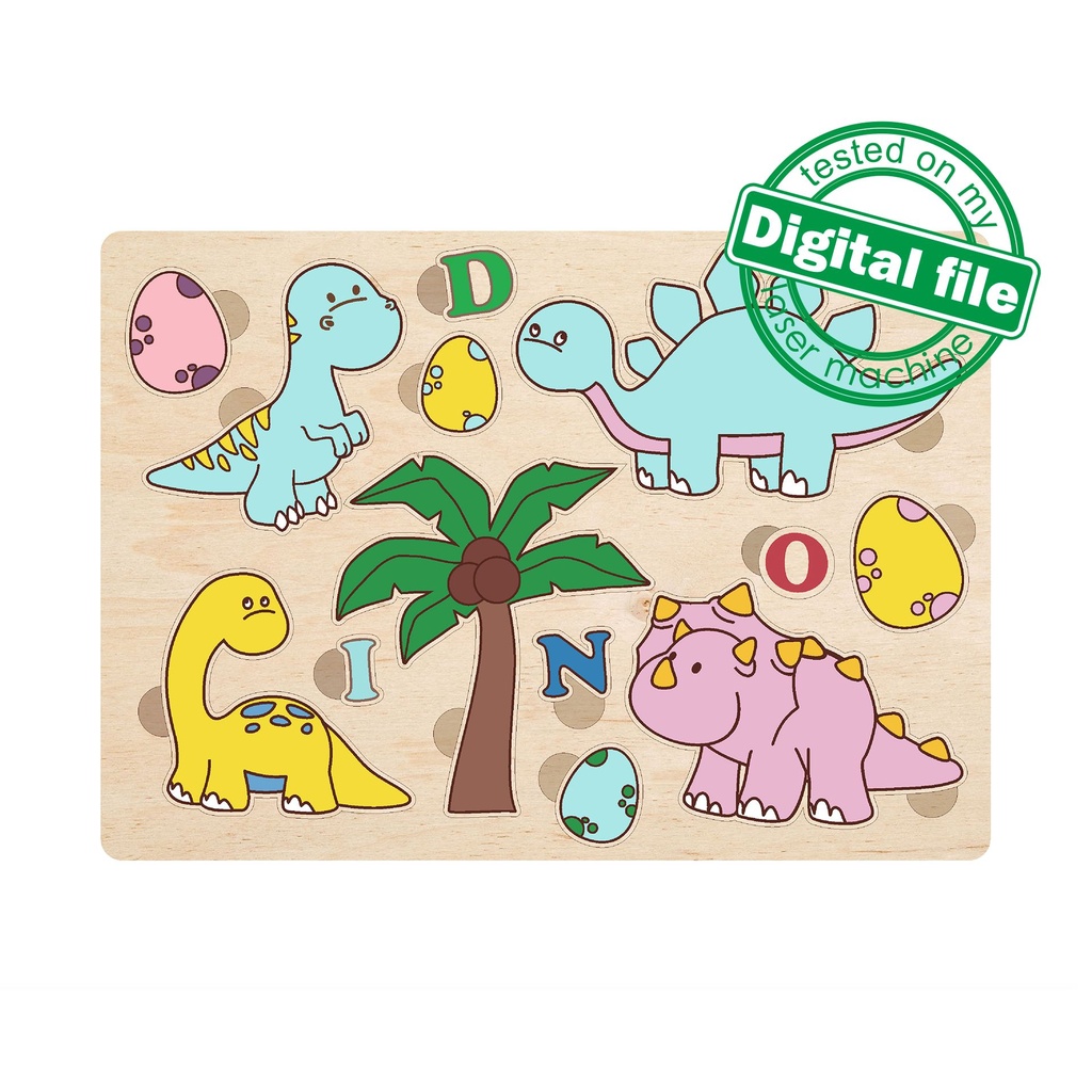 DXF, SVG, PDF files for laser cut Puzzle, Paint your own Dino, Ready to paint, Kids craft and activity, Montessori puzzles diy, engraving