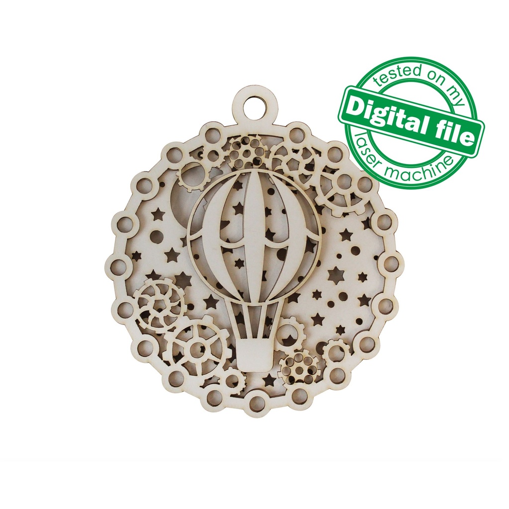 DXF, SVG files for laser Light-Up Multilayer Ornament, Home decor, Glowforge ready, Silhouette, Cricut, Nursery Decor, Air Balloon and Gears