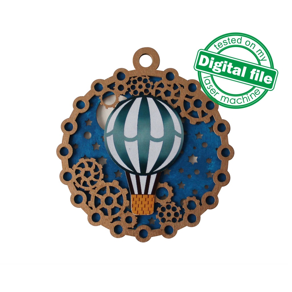 DXF, SVG files for laser Light-Up Multilayer Ornament, Home decor, Glowforge ready, Silhouette, Cricut, Nursery Decor, Air Balloon and Gears