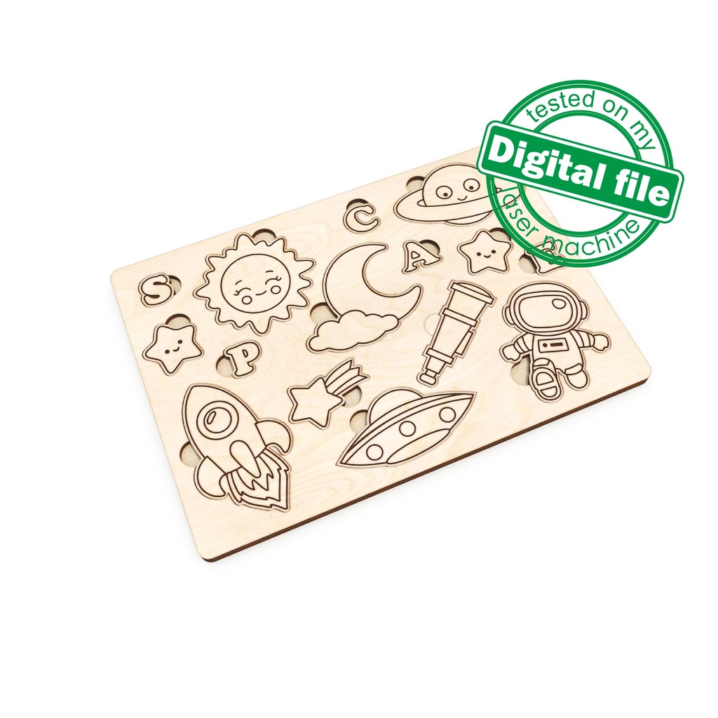 DXF, SVG, PDF files for laser cut Puzzle, Paint your own Space, Ready to paint, Kids craft and activity, Montessori puzzles diy, engraving