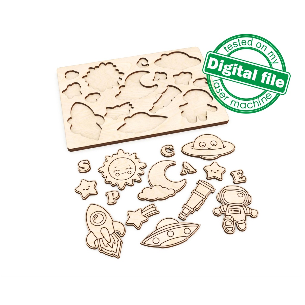 DXF, SVG, PDF files for laser cut Puzzle, Paint your own Space, Ready to paint, Kids craft and activity, Montessori puzzles diy, engraving