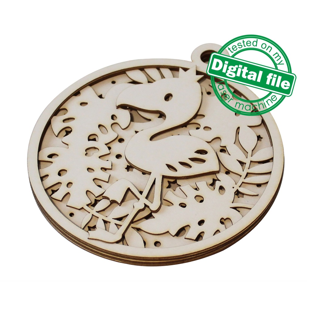 DXF, SVG files for laser Light-Up Multilayer Ornament, Home decor, Glowforge ready, Silhouette, Cricut, Nursery Decor, flamingos, monstera