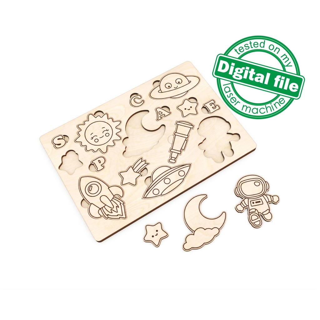 DXF, SVG, PDF files for laser cut Puzzle, Paint your own Space, Ready to paint, Kids craft and activity, Montessori puzzles diy, engraving