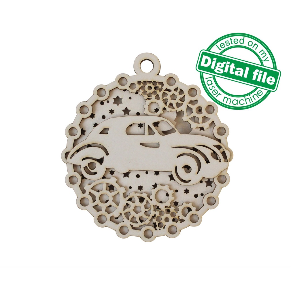 DXF, SVG files for laser Light-Up Multilayer Ornament, Home decor, Glowforge ready, Silhouette, Cricut, Nursery Decor, Сar and Gears