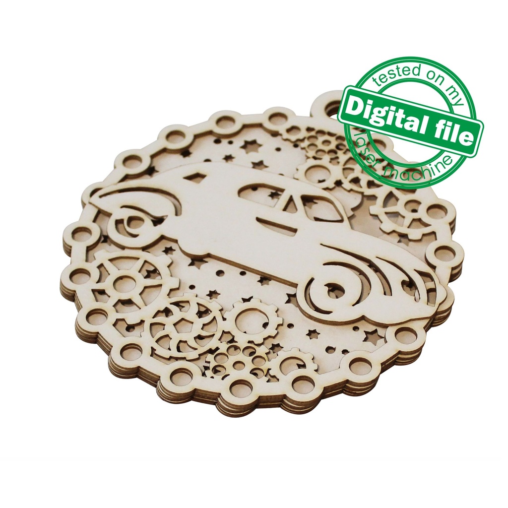 DXF, SVG files for laser Light-Up Multilayer Ornament, Home decor, Glowforge ready, Silhouette, Cricut, Nursery Decor, Сar and Gears