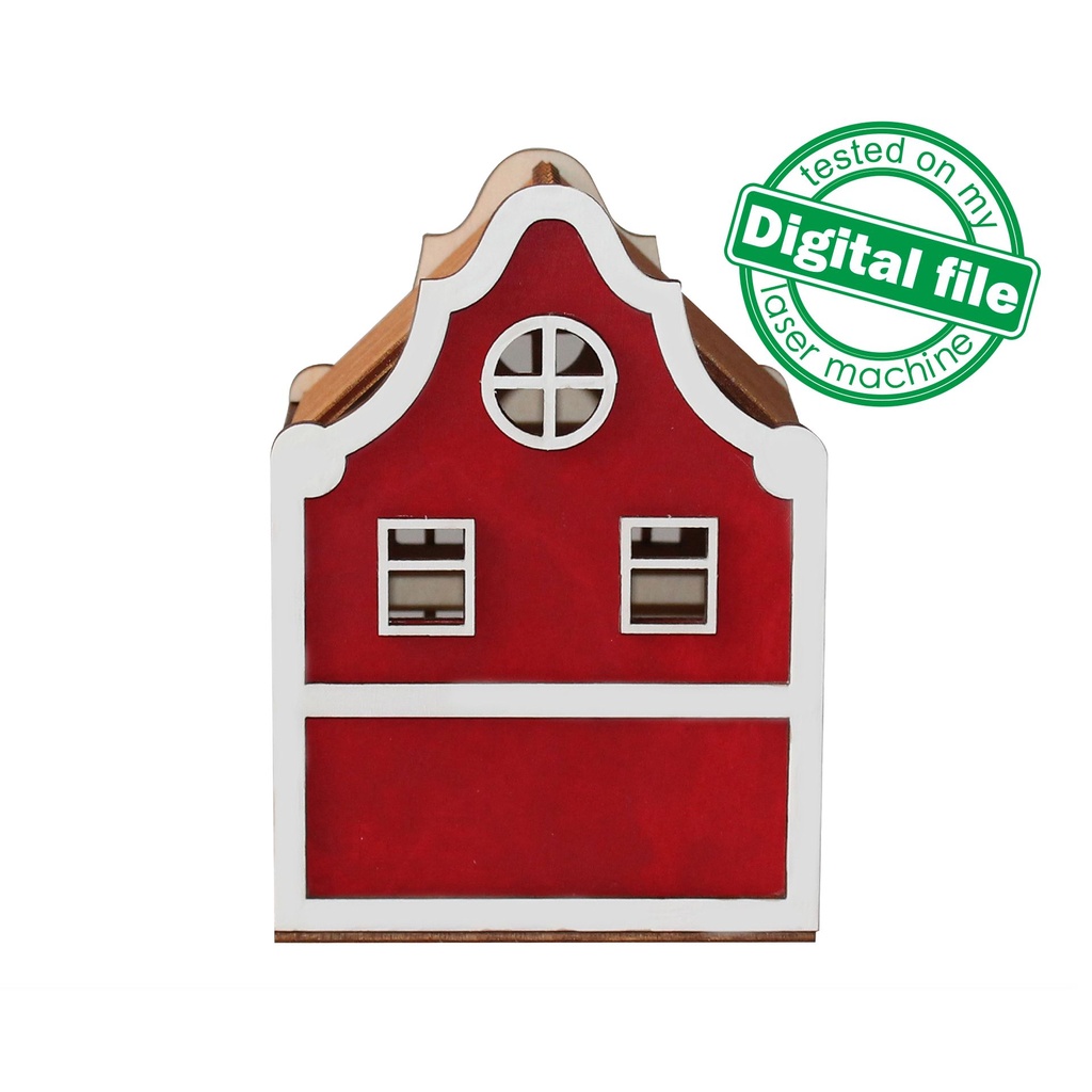 DXF, SVG files for laser Illuminated decorative Scandinavian house, Night light, Christmas Nursery decor, Glowforge, Material 1/8'' (3.2 mm)