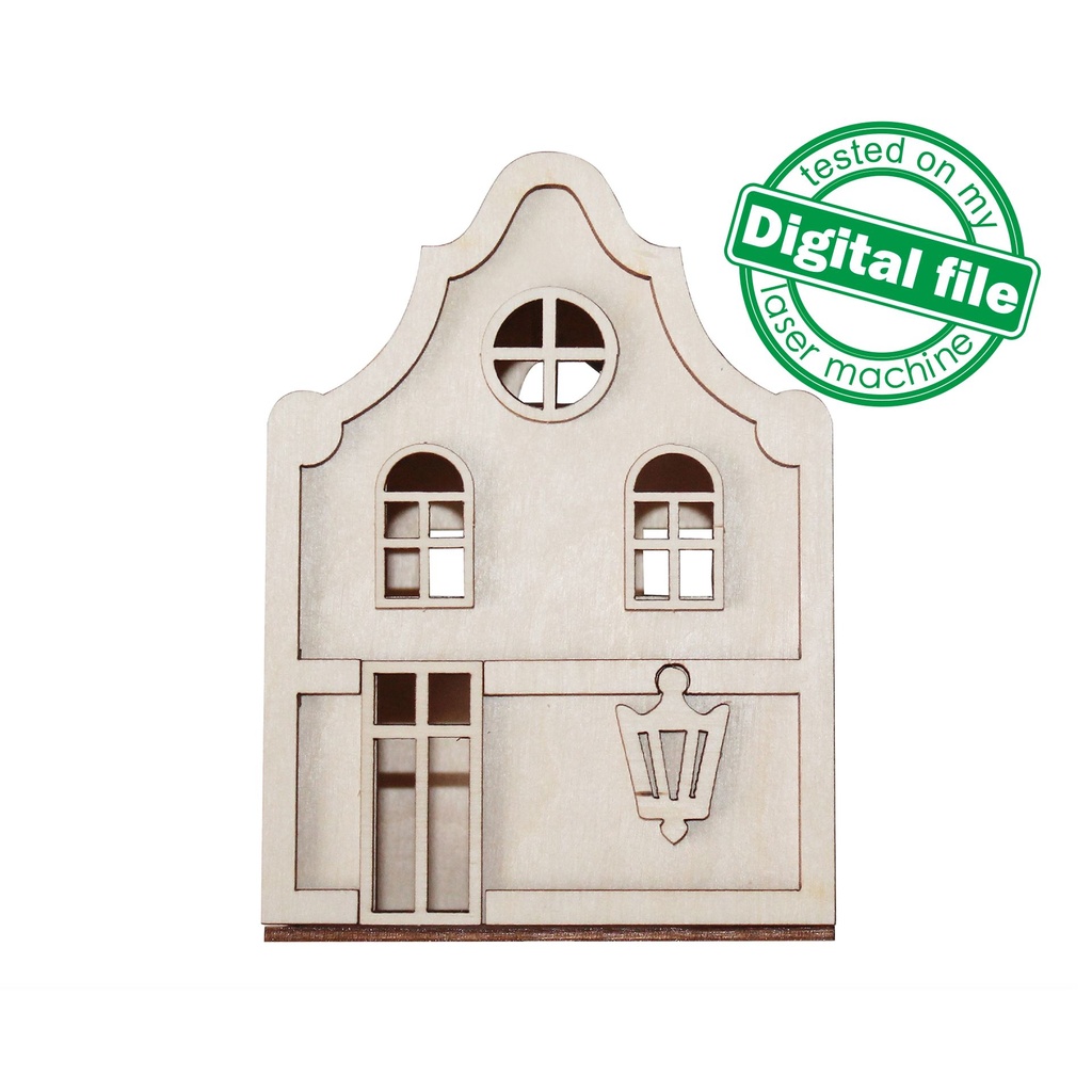 DXF, SVG files for laser Illuminated decorative Scandinavian house, Night light, Christmas Nursery decor, Glowforge, Material 1/8'' (3.2 mm)