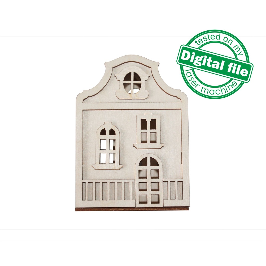 DXF, SVG files for laser Illuminated decorative Scandinavian house, Night light, Christmas Nursery decor, Glowforge, Material 1/8'' (3.2 mm)