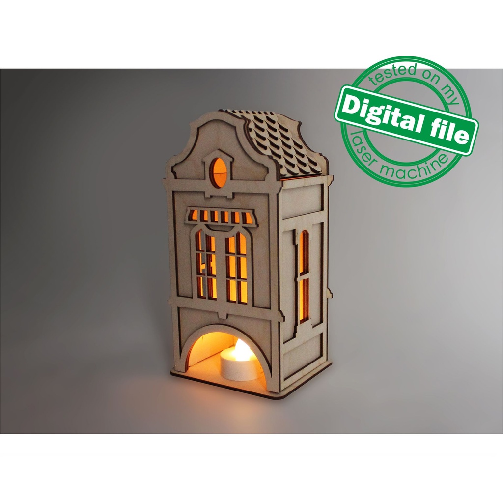 DXF, SVG files for laser Light-up scandinavian house, tea light candle holder, Christmas Nursery decor, Glowforge, Material 1/8'' (3.2 mm)